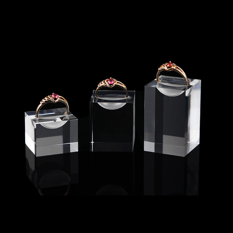 3 Piece Set Ring Stands Clear Acrylic Riser for Display