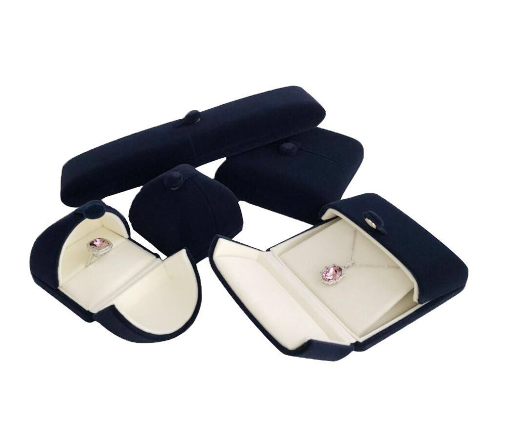 Blue Velvet Premium Grade Jewelry Box Earrings Necklace Double Layer