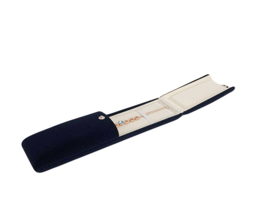 Jewelry Gift Box Bracelet Necklace Navy Blue Velvet
