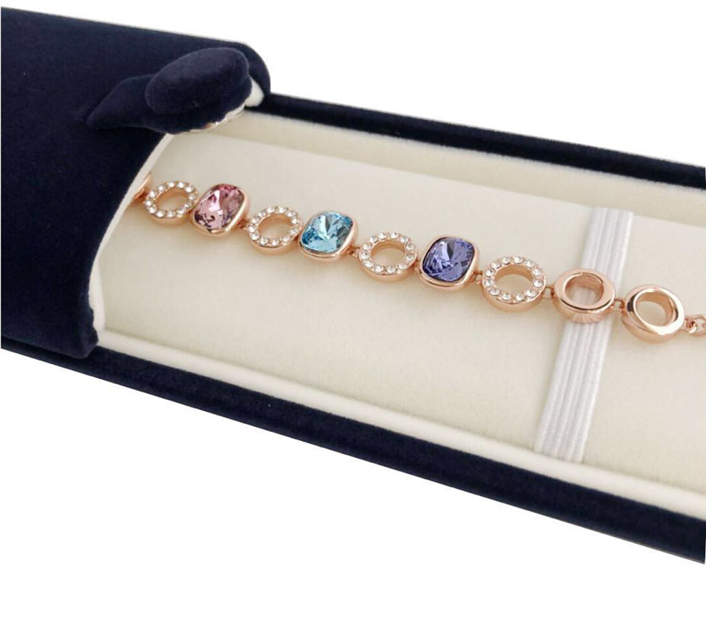 Jewelry Gift Box Bracelet Necklace Navy Blue Velvet