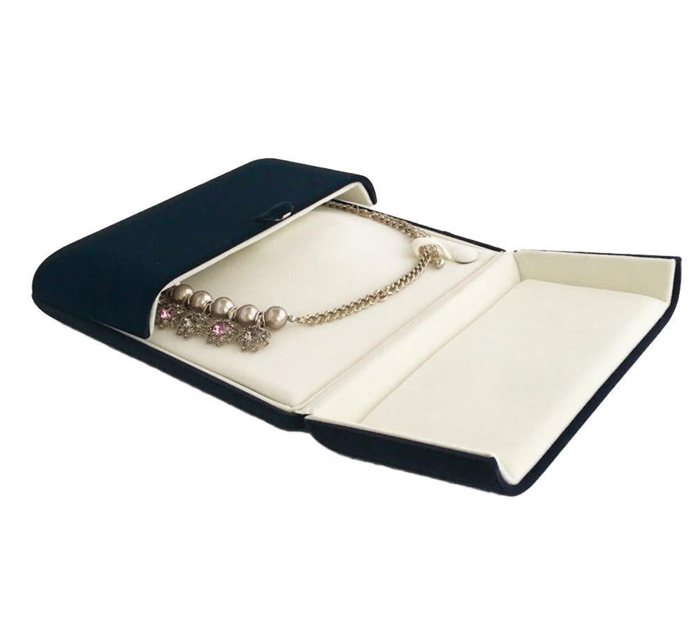 Dark Blue Velvet Banquet Large Necklace Gift Box