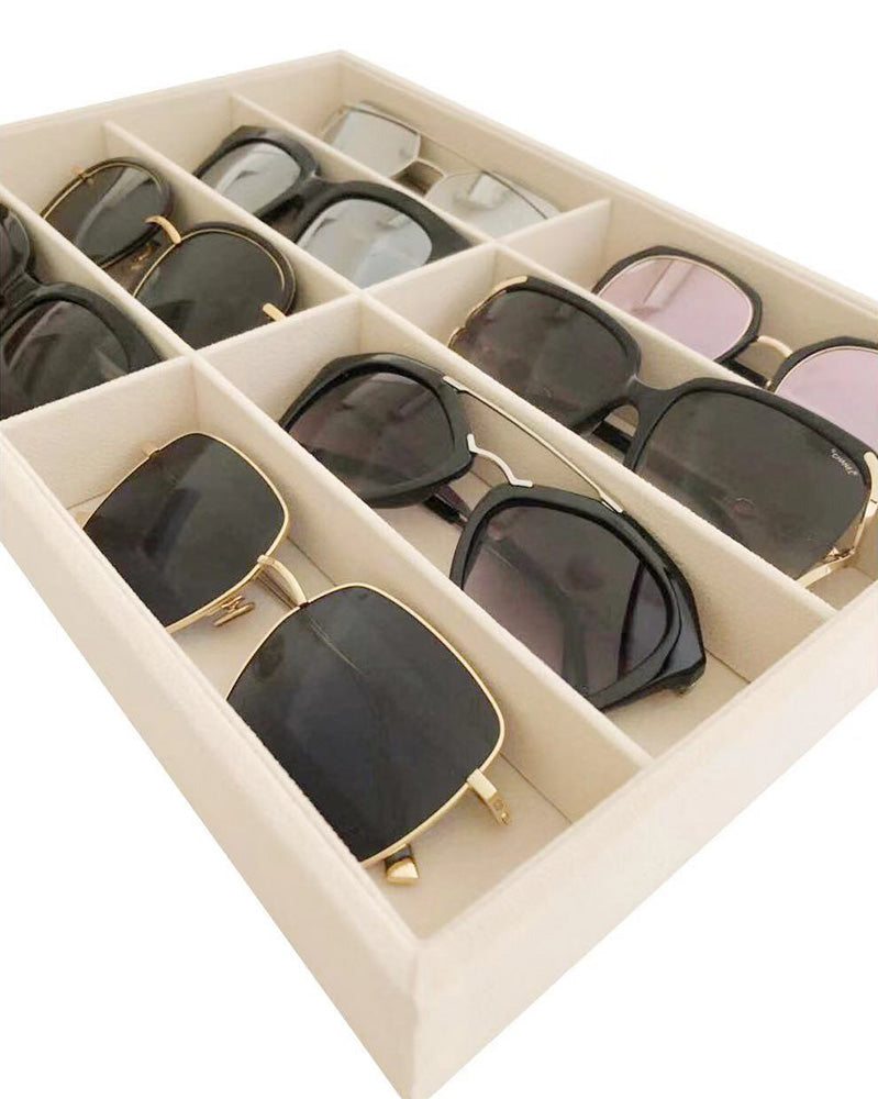 Large Velevet Beige Sunglass Trays Eyewear Storage Draw Divider