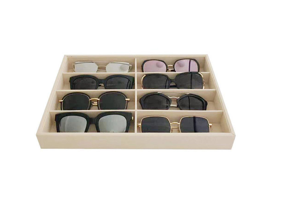 Large Velevet Beige Sunglass Trays Eyewear Storage Draw Divider