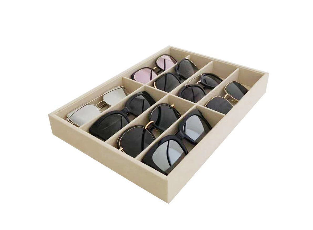 Large Velevet Beige Sunglass Trays Eyewear Storage Draw Divider