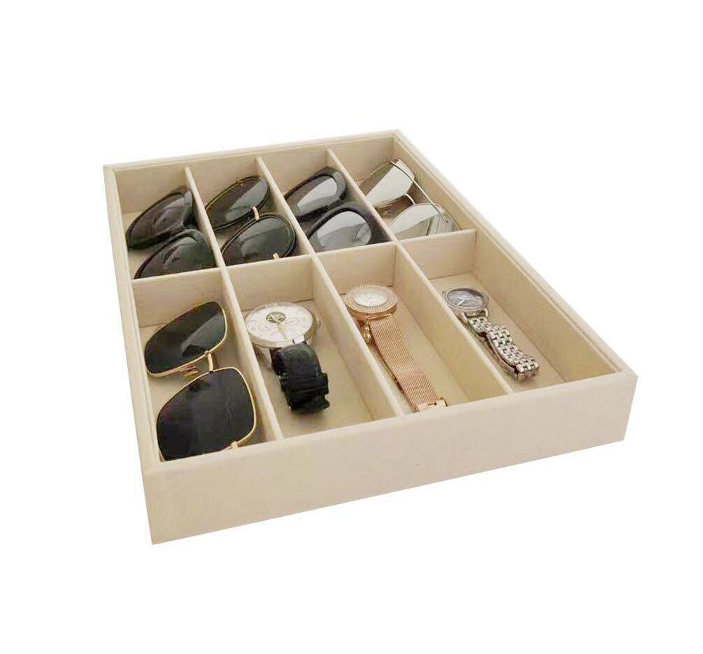 Large Velevet Beige Sunglass Trays Eyewear Storage Draw Divider