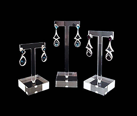 Svea Display Jewelry Earrings High End Clear Acrylic Stands Blocks for Trade Show Photo Gallery Store Exhibit Presentation Set of 3PCs