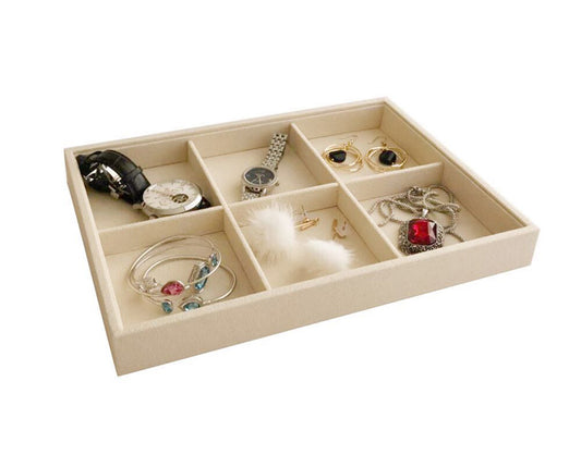 Medium Beige 6 Grid Jewelry Tray