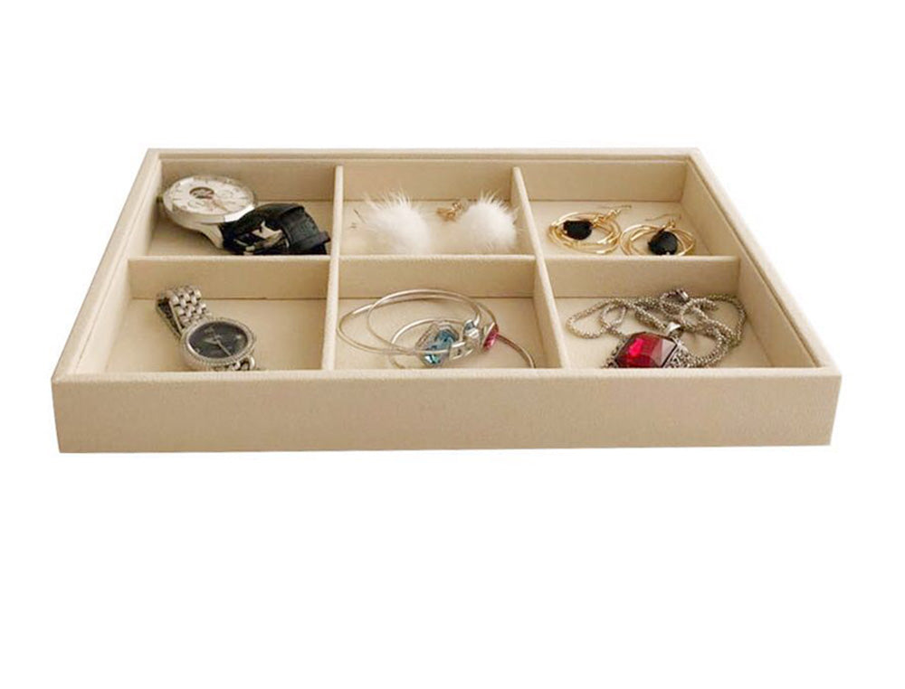 Medium Beige 6 Grid Jewelry Tray