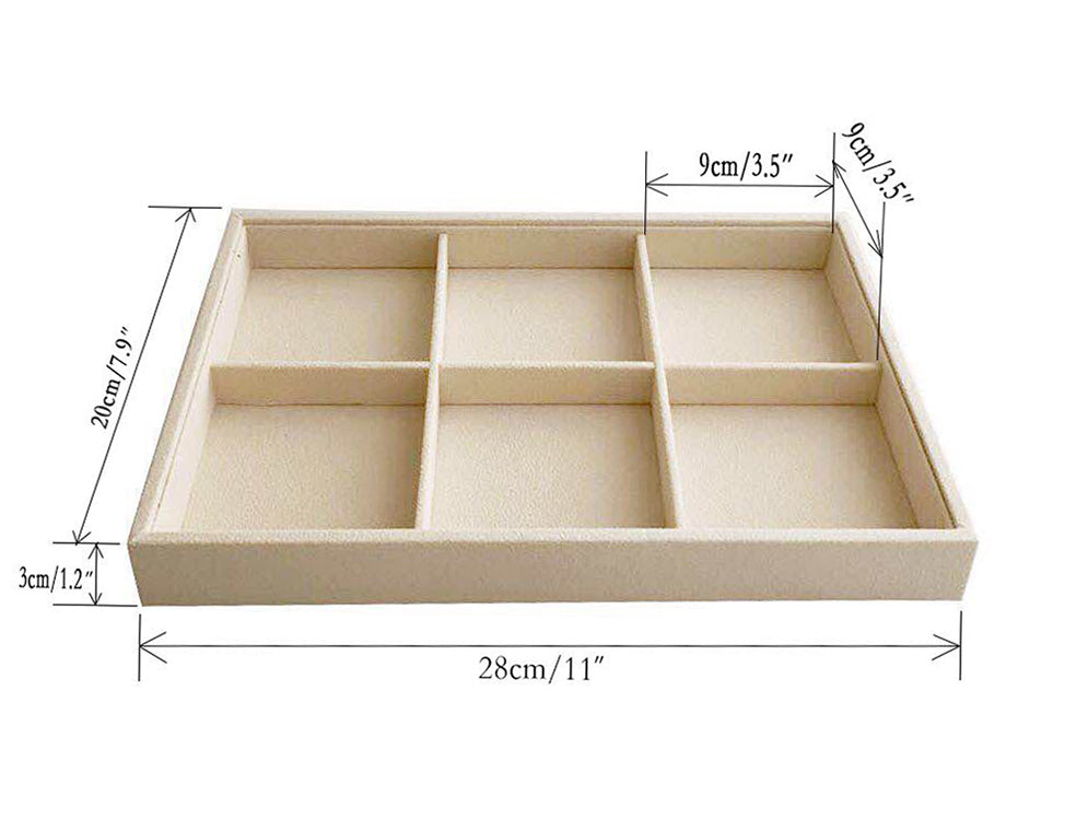 Medium Beige 6 Grid Jewelry Tray