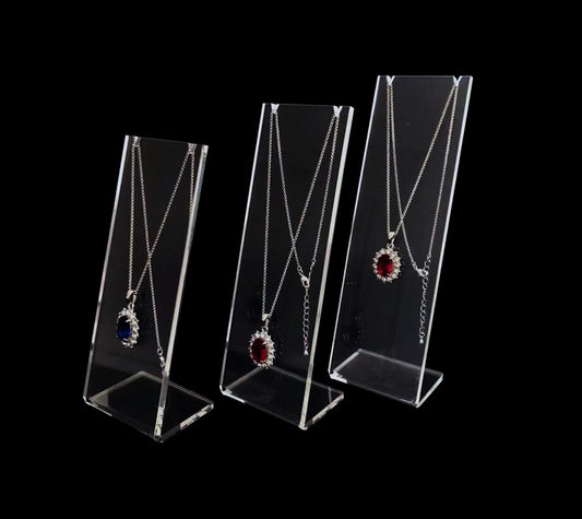 Necklace Display Stands Clear Acrylic Premium Grade Set of 3PCs