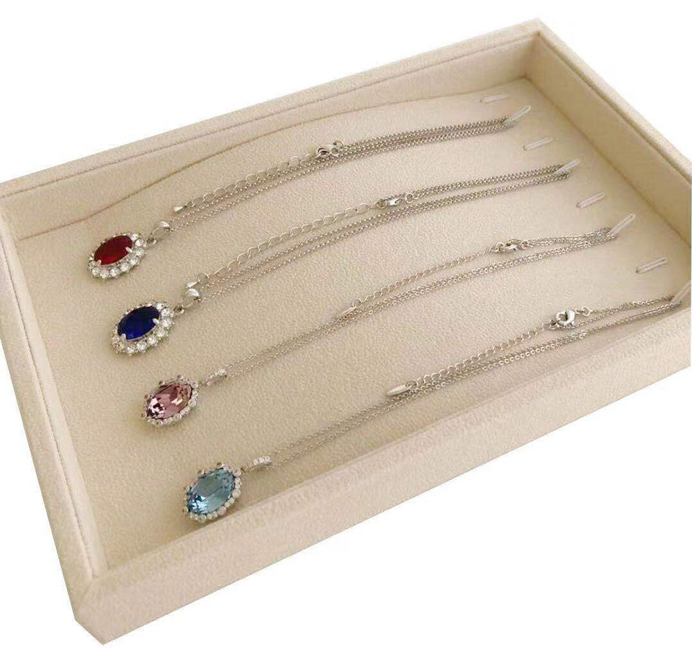 Beige Jewelry Collection Storage Tray for Necklaces