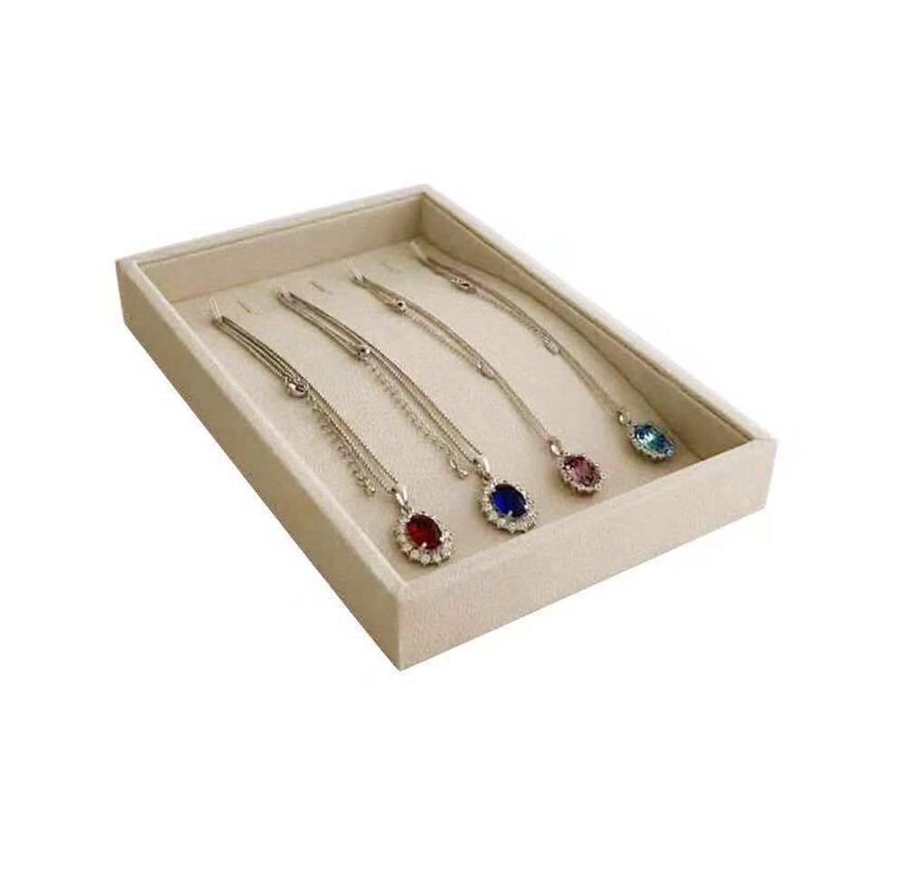 Beige Jewelry Collection Storage Tray for Necklaces