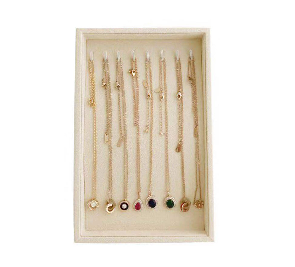 Beige Jewelry Collection Storage Tray for Necklaces