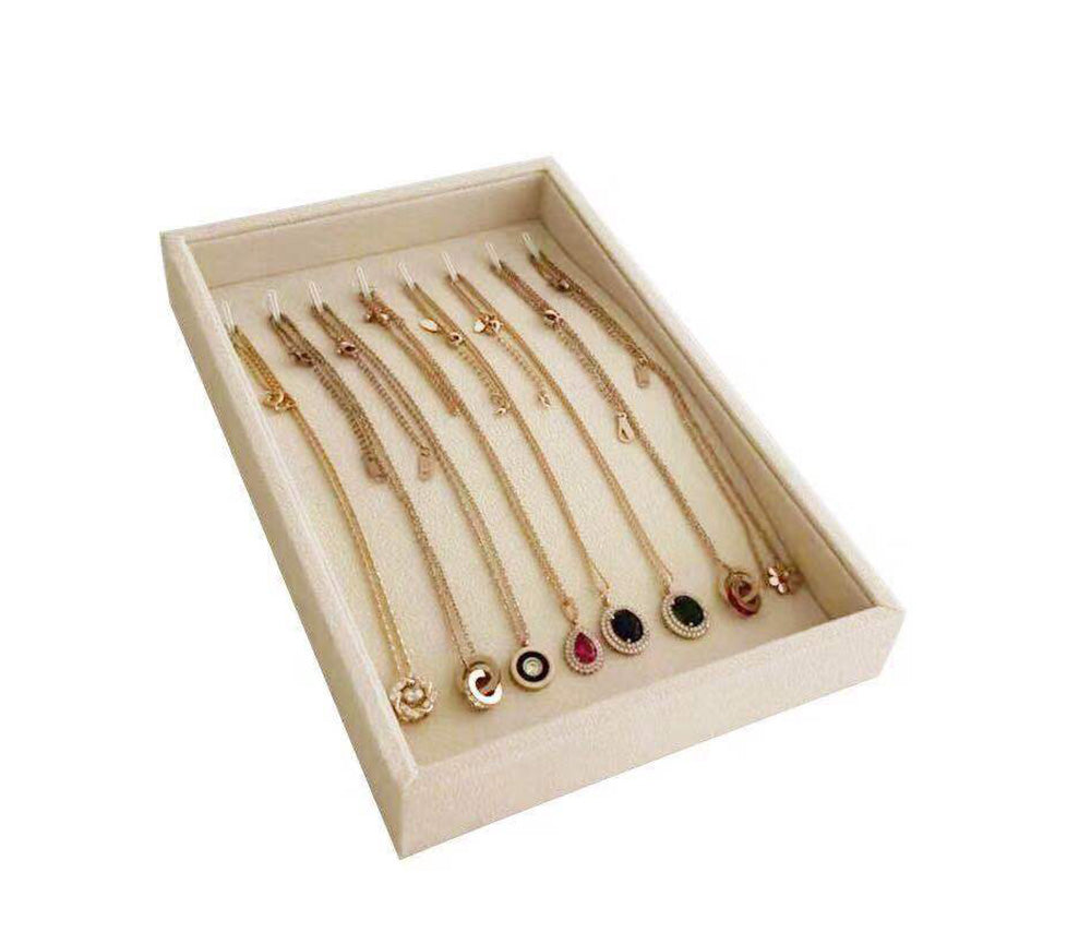 Beige Jewelry Collection Storage Tray for Necklaces