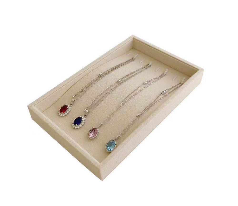 Beige Jewelry Collection Storage Tray for Necklaces