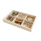 Small 6 Grid Beige Velvet Jewelry Collection Storage Tray
