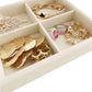 Small 6 Grid Beige Velvet Jewelry Collection Storage Tray
